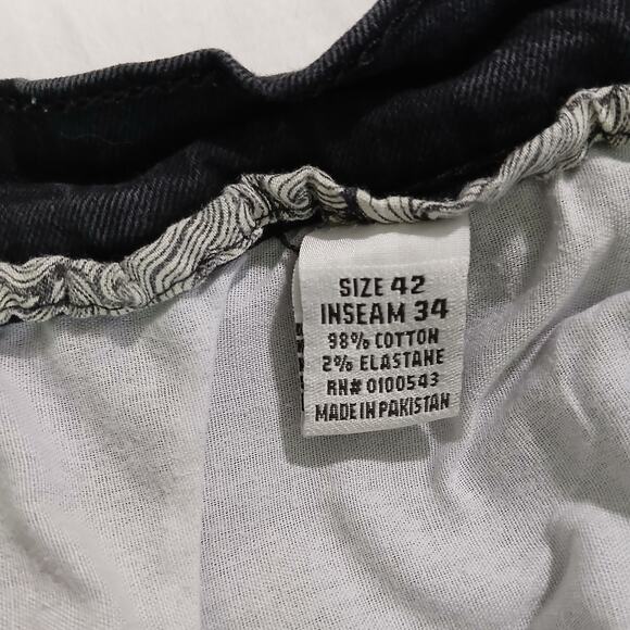 FWRD Denim 42 black skinny jeans paint splatter effect inseam 34 inset knees - Picture 12 of 12